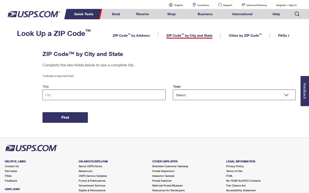 Tamarac ZIP code directory USPS lookup screen