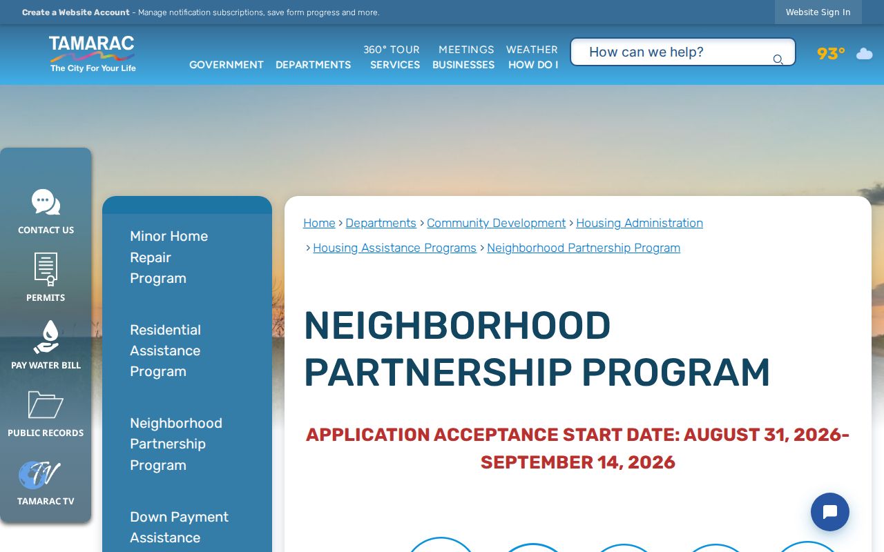 Tamarac ZIP code directory neighborhood partnership page